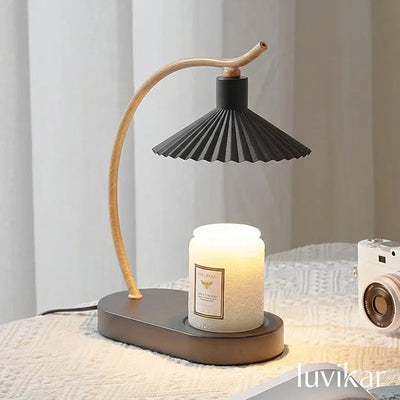 Kerzenwärmer Lampe – Holz Design – Dimmbare Tischlampe Wohnraum