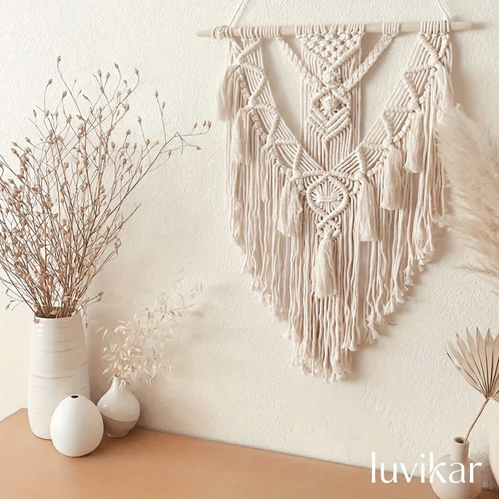 Makramee Wandbehang – Boho Wanddeko – Baumwolle Wandteppich