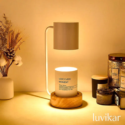 Kerzenwärmer Lampe - Japanisch Minimalistisch - Holz Basis LED Duftlampe
