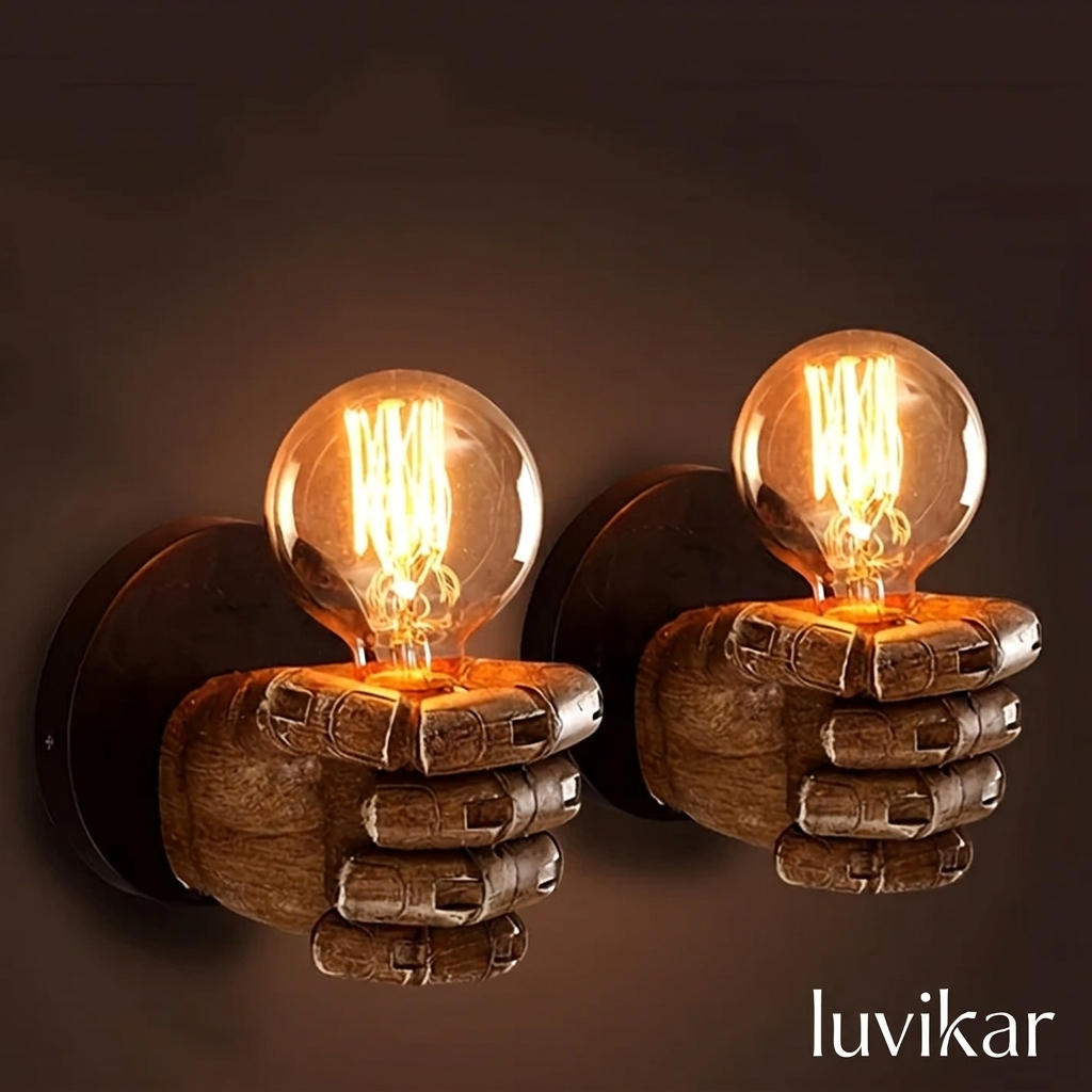 Wandleuchte Hand Design – Resin E27 Fassung – Industrial Wandlampe