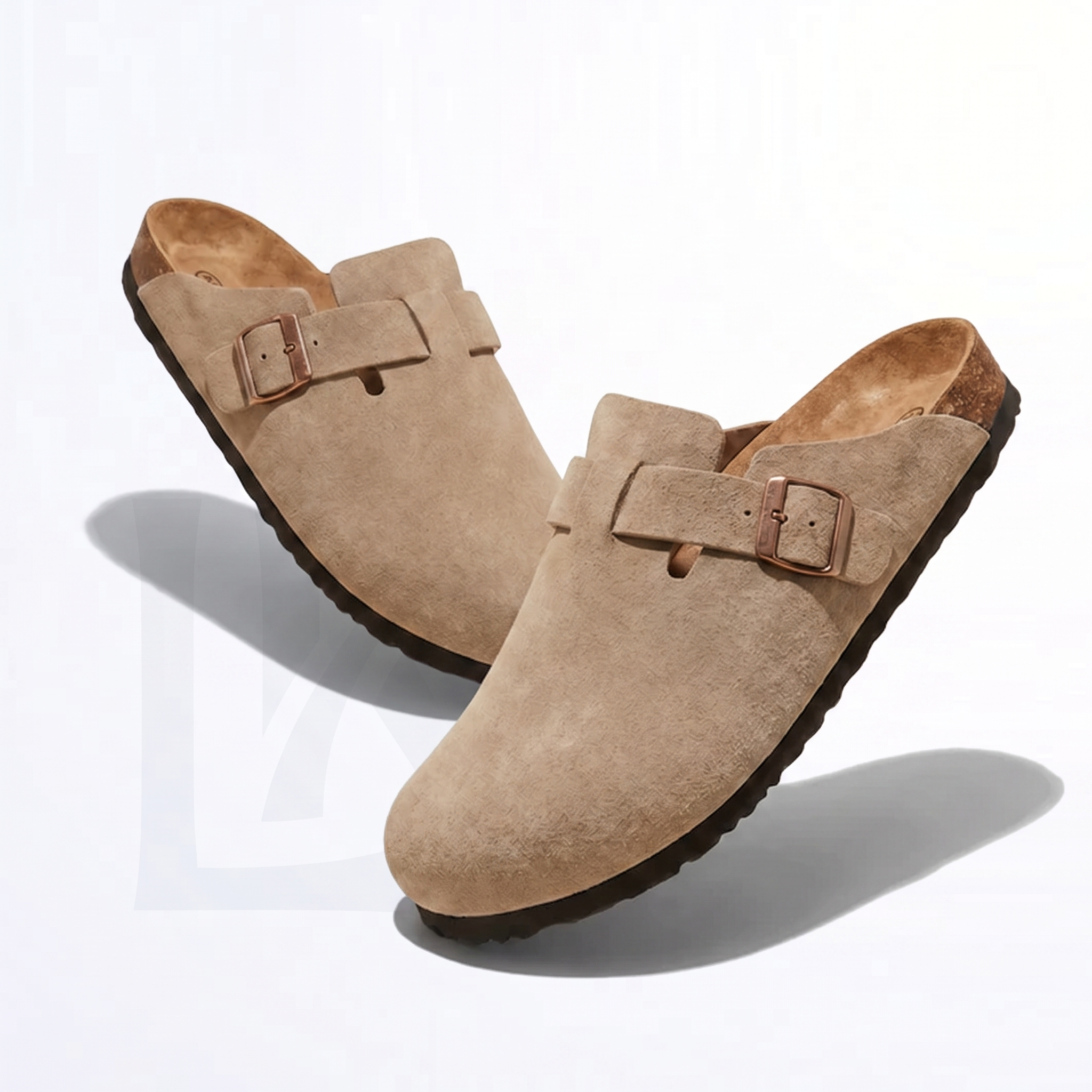 Luvikar ComfortClog – Suède Hausschuh mit Fußgewölbestütze