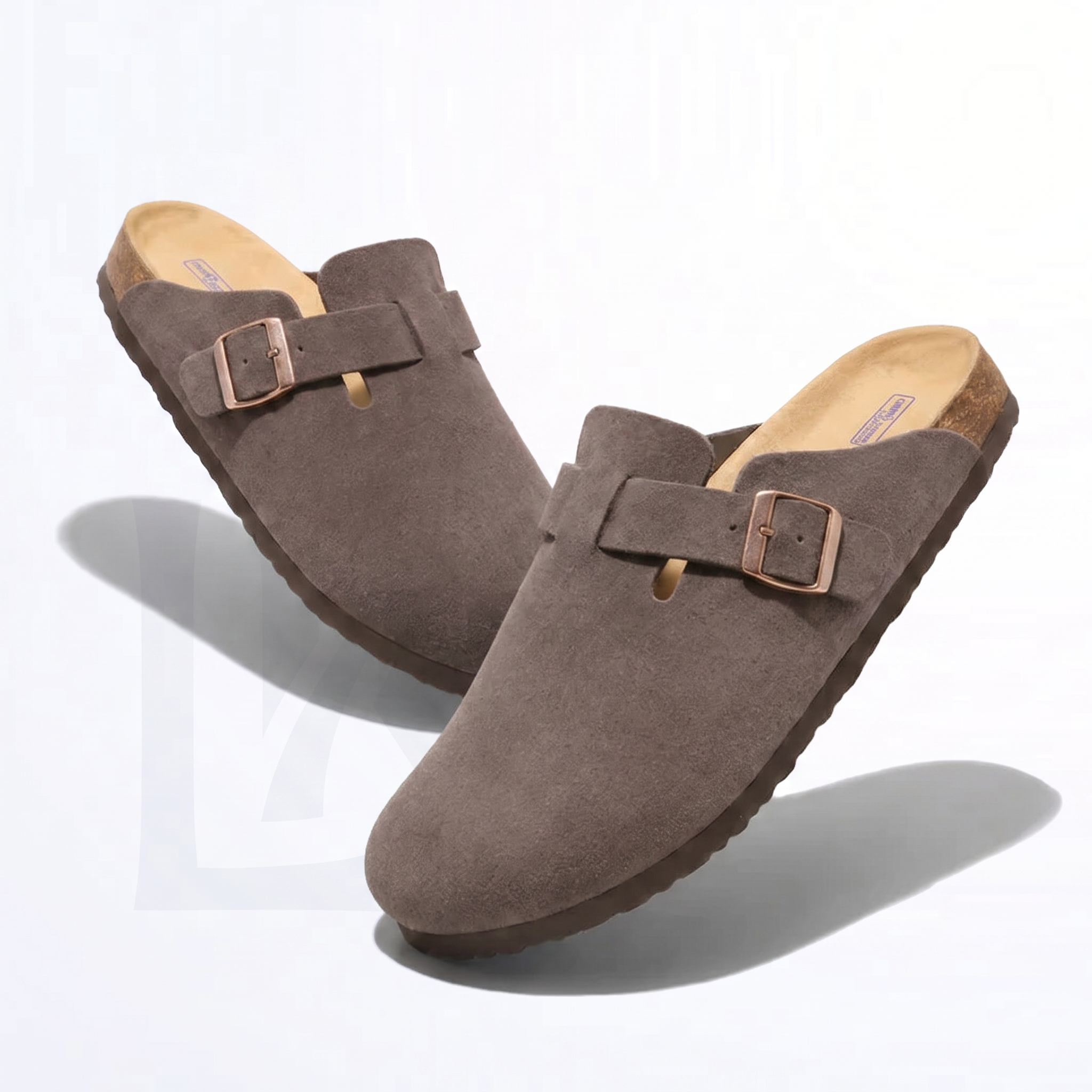 Luvikar ComfortClog – Suède Hausschuh mit Fußgewölbestütze