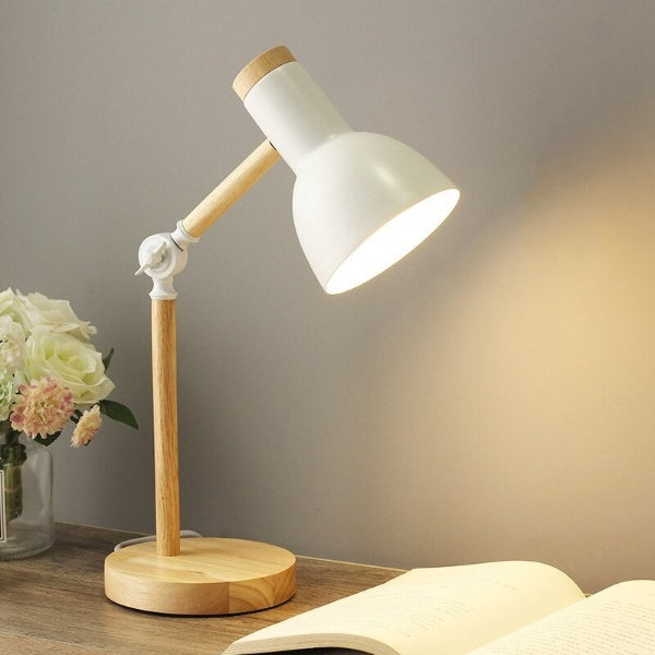 Tischlampe Holz – verstellbarer Lampenkopf – LED Schreibtischlampe Lesen