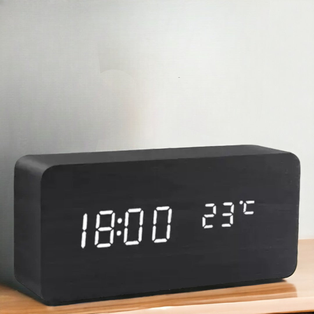 LED Wecker Holzoptik – Temperaturanzeige – Für Schlafzimmer & Büro