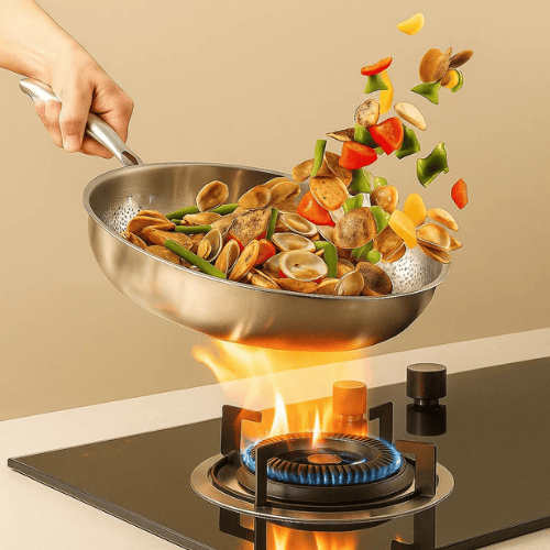 Edelstahl Bratpfanne – Antihaftbeschichtung – Für gleichmäßiges Braten – Für die Küche