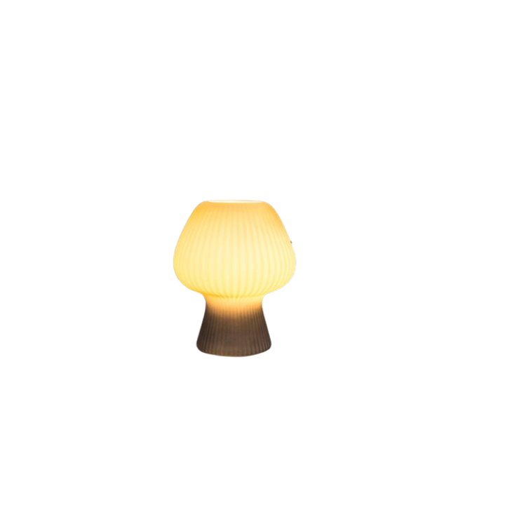 Tischlampe Glas Pilz – Ribbed Design – Nachtlampe Schlafzimmer